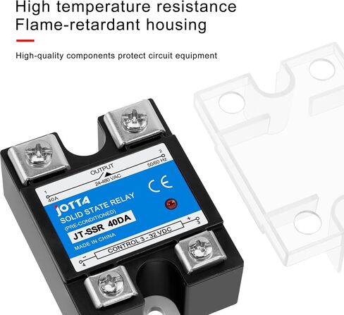 JOTTA مرحل الحالة الصلبة Zero Crossing مرحلة واحدة SSR-40DA مدخل غلاف أسود 3-32VDC مخرج 24-480VAC تيار 40A SSR مع غطاء بلاستيكي in Kuwait