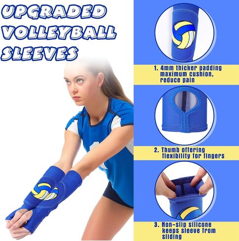 Volleyball Arm Sleeves Passing Hitting Forearm Sleeves with Protection Pads and Thumb Hole Padded Volleyball Sleeves in Saudi Arabia