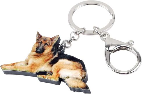 DOWAY Acrylic Dog Keychain Charm, German Shepherd Dog Key Ring Cute Keychains Car Key Chain for Kids Adults Gift Jewelry in Saudi Arabia