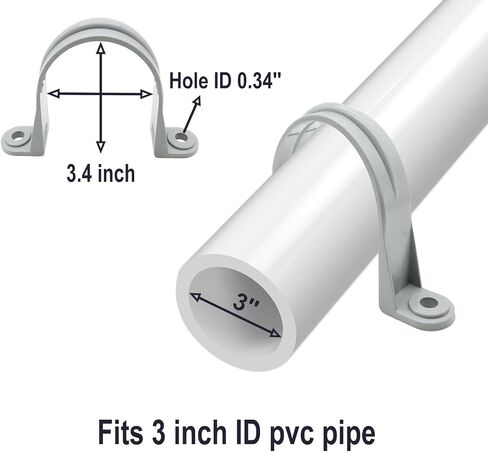 PVC Pipe Strap, 2-Holes Conduit Pipe Clamps Plastic Pipe Supports for PVC Pipes, Conduit and Cables (3 inch, 8Pack) in Kuwait