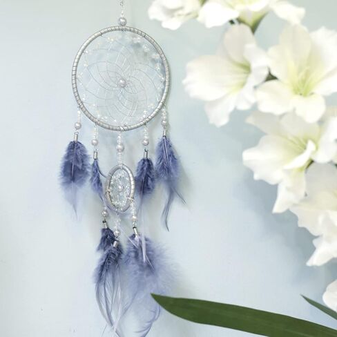 Dream Catcher Bedroom Decor,DEECAS Handmade Feather Woven Wall Hanging Boho Macrame Craft for Kids Room Teen Girls Home Decor Pruple 2pc in Saudi Arabia