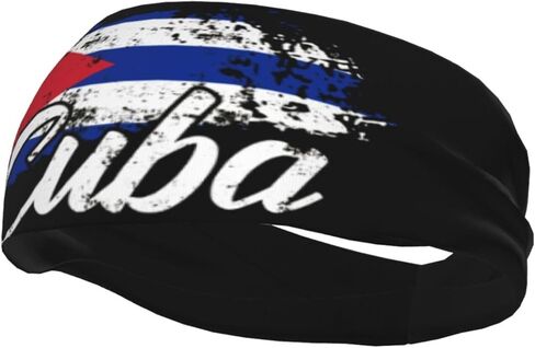 Cute Cuba Flag Sports Headband Sweatbands Headband Wicking Elastic Hairband for Women Men in Kuwait