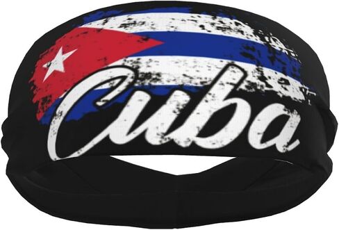 Cute Cuba Flag Sports Headband Sweatbands Headband Wicking Elastic Hairband for Women Men in Kuwait