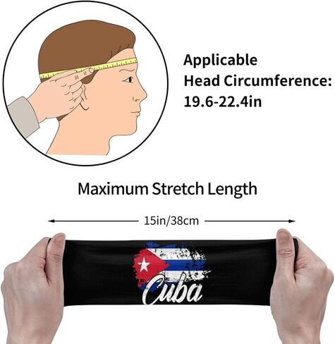 Cute Cuba Flag Sports Headband Sweatbands Headband Wicking Elastic Hairband for Women Men in Kuwait