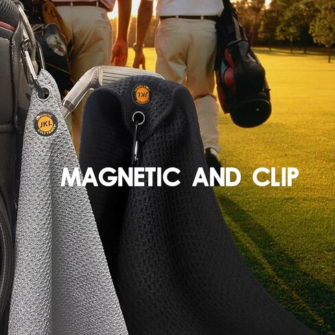 JKL Magnetic Towel Microfiber Golf Towel with Waffle Industrial Strength Magnet for Strong Hold to Golf Carts or Club (2, Gray Black) in Saudi Arabia