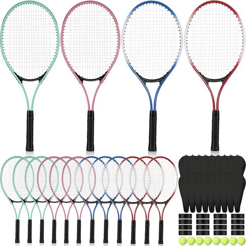 16 Pcs Tennis Rackets for Adult Recreational 8 Players 27" Tennis Racquet Bulk Lightweight Tennis Racket with 8 Tennis Balls for Training Beginners with Overgrips Carry Bag in Kuwait