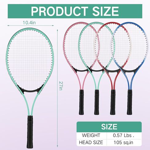 16 Pcs Tennis Rackets for Adult Recreational 8 Players 27" Tennis Racquet Bulk Lightweight Tennis Racket with 8 Tennis Balls for Training Beginners with Overgrips Carry Bag in Kuwait