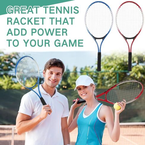 16 Pcs Tennis Rackets for Adult Recreational 8 Players 27" Tennis Racquet Bulk Lightweight Tennis Racket with 8 Tennis Balls for Training Beginners with Overgrips Carry Bag in Kuwait