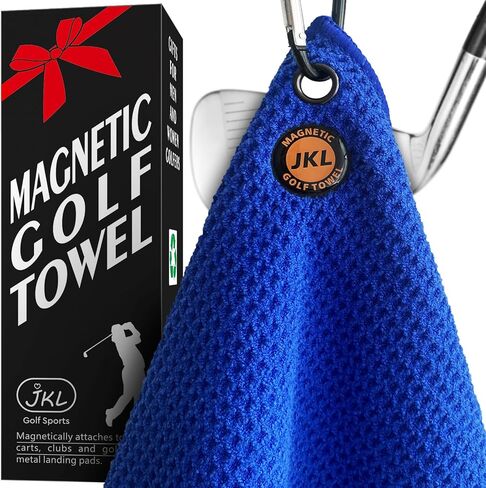 JKL Magnetic Towel Microfiber Golf Towel with Waffle Industrial Strength Magnet for Strong Hold to Golf Carts or Club (2, Gray Black) in Saudi Arabia