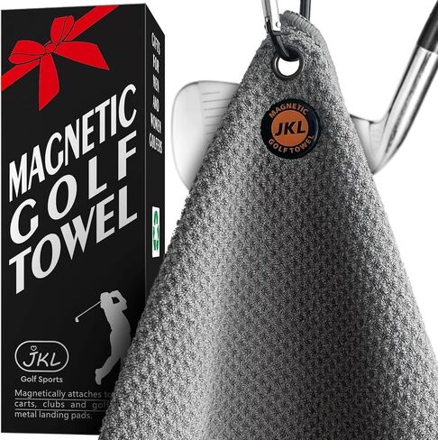 JKL Magnetic Towel Microfiber Golf Towel with Waffle Industrial Strength Magnet for Strong Hold to Golf Carts or Club (2, Gray Black) in Saudi Arabia