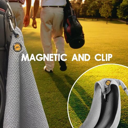 JKL Magnetic Towel Microfiber Golf Towel with Waffle Industrial Strength Magnet for Strong Hold to Golf Carts or Club (2, Gray Black) in Saudi Arabia