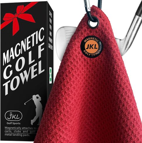 JKL Magnetic Towel Microfiber Golf Towel with Waffle Industrial Strength Magnet for Strong Hold to Golf Carts or Club (2, Gray Black) in Saudi Arabia