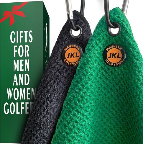 JKL Magnetic Towel Microfiber Golf Towel with Waffle Industrial Strength Magnet for Strong Hold to Golf Carts or Club (2, Gray Black) in Saudi Arabia
