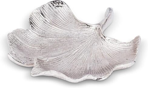 Abbott Collection Home 30-GINGKO-463 Small Gingko Leaf Plate, Silver in Kuwait