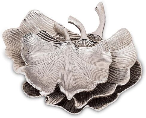 Abbott Collection Home 30-GINGKO-463 Small Gingko Leaf Plate, Silver in Kuwait