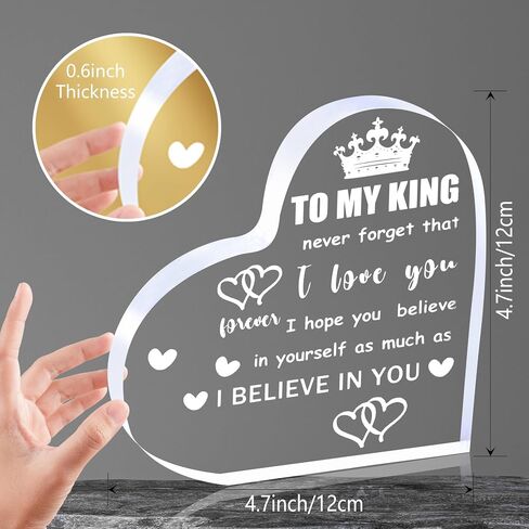 Husband Gifts from Wife-Gifts For Boyfriend-Large 4.7x4.7x0.6inch Heart Shaped Keepsake- Birthday Anniversary Christmas Valentines Day Gifts for Husband Boyfriend in Saudi Arabia