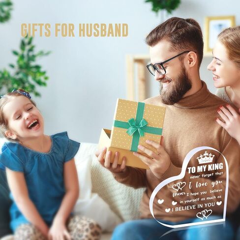 Husband Gifts from Wife-Gifts For Boyfriend-Large 4.7x4.7x0.6inch Heart Shaped Keepsake- Birthday Anniversary Christmas Valentines Day Gifts for Husband Boyfriend in Saudi Arabia