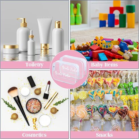 Amylove 10 Pcs Bride Cosmetic Bag Clear Makeup Bags Toiletry Bag Makeup Travel Cosmetic Makeup Bag Clear PVC Travel Bags for Wedding Party Bridesmaid Proposal Bridal Gift(Pink) in Saudi Arabia