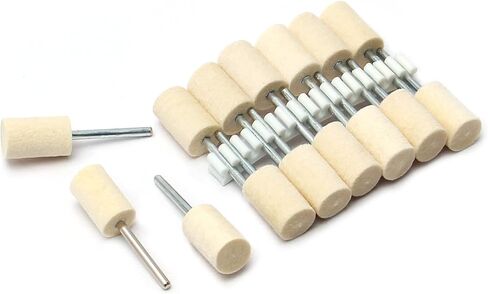 Utoolmart 12mm Wool Felt Mounted Points Cylindrical Polishing Bits Burrs Buffing Wheels Grinding Head with 1/8" Shank 15 Pcs in Saudi Arabia