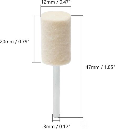 Utoolmart 12mm Wool Felt Mounted Points Cylindrical Polishing Bits Burrs Buffing Wheels Grinding Head with 1/8" Shank 15 Pcs in Saudi Arabia