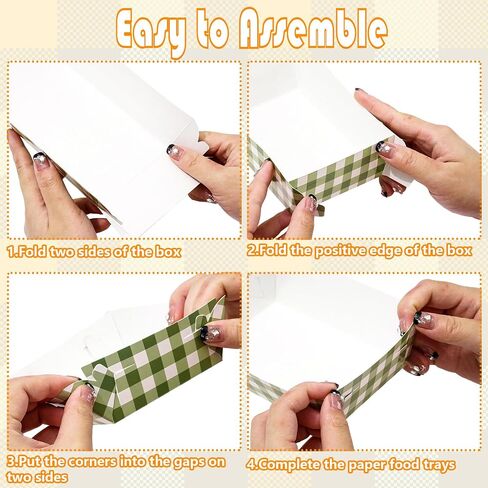Whaline 120Pcs Fall Paper Food Tray 4 Colors Autumn Plaid Disposable Food Serving Boats Greaseproof Colorful Checkered Food Holders for Hot Dog Popcorn Taco Fries Party Supplies in Saudi Arabia
