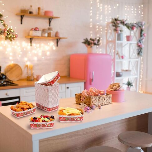 Nitial 50 Pcs Christmas Paper Food Trays Ugly Sweater Disposable Food Boats Xmas Food Serving Baskets Tray for Burger Fries Taco Hot Dog Popcorn Nachos Winter Holiday Christmas Party Supplies in Saudi Arabia