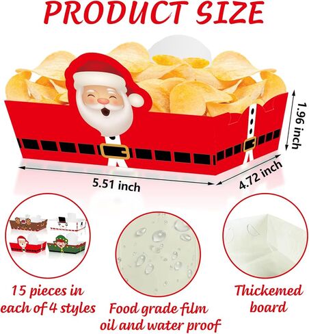 60 قطعة لوازم حفلات عيد الميلاد حفلة عيد الميلاد الغذاء المتاح عيد الميلاد تخدم قارب عيد الميلاد قوارب الطعام حفلة عيد الميلاد in Kuwait