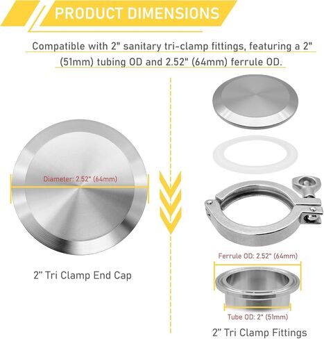 1.5 Inch Tri-Clamp End Caps 304 Stainless Steel for 1.5" Tri Clamp Sanitary Fittings Solid TC Cap 4PCS in Saudi Arabia