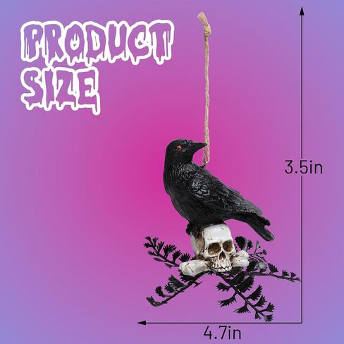 Vipush Halloween Decorative Hanging Ornaments – Black Crow Design for Spooky Decor, Ideal for Indoor & Outdoor Use, Perfect for Haunted Houses & Parties 2PCS in Saudi Arabia