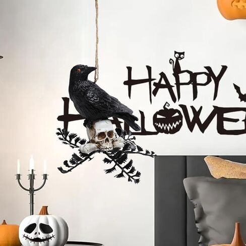 Vipush Halloween Decorative Hanging Ornaments – Black Crow Design for Spooky Decor, Ideal for Indoor & Outdoor Use, Perfect for Haunted Houses & Parties 2PCS in Saudi Arabia