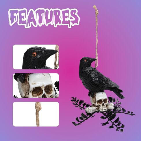 Vipush Halloween Decorative Hanging Ornaments – Black Crow Design for Spooky Decor, Ideal for Indoor & Outdoor Use, Perfect for Haunted Houses & Parties 2PCS in Saudi Arabia