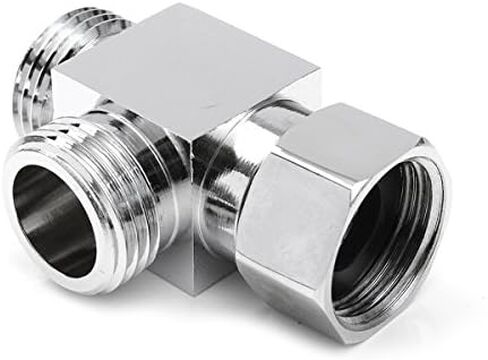 1/2" Brass Chrome 3 Way Diverter, Hose Fitting Tee, T Shape Adapter Connector for Angle Valve Hose, Bath Shower Arm, Toilet Bidet Sprayer Faucet in Saudi Arabia