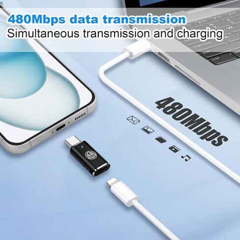 محول Aolcev USB C، محول L (أنثى) إلى USB C (ذكر) لسلسلة iPhone 15، محول شحن سريع 60 وات PD من النوع C لهاتف Samsung S24 Ultra S23 Fe S22+ Z Flip 5 Z Fold 5، محول USB C in Kuwait