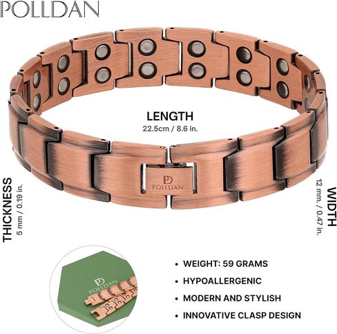 Pure Copper Magnetic Bracelets for Women - 6200 Gauss Power | Natural Jewelry in ELegance Style | Women's Copper Bracelet comes in adorable Gift Box and Sizing Tool to Adjust Length in Saudi Arabia