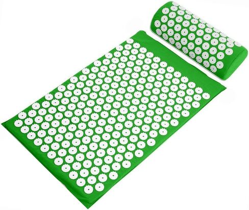 Signature Fitness Acupressure Mat and Pillow Set for Back/Neck Pain, Acupuncture Products to Relieve Muscle Fatigue, Improve Insomnia for Sedentary People, Acupuncture Eases Stress, Massage Mat, Black in Saudi Arabia