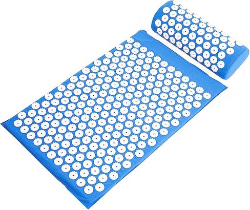 Signature Fitness Acupressure Mat and Pillow Set for Back/Neck Pain, Acupuncture Products to Relieve Muscle Fatigue, Improve Insomnia for Sedentary People, Acupuncture Eases Stress, Massage Mat, Black in Saudi Arabia
