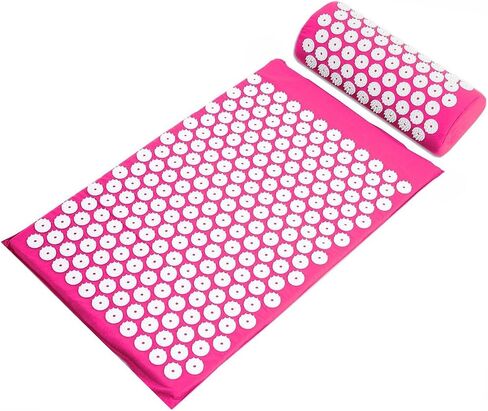 Signature Fitness Acupressure Mat and Pillow Set for Back/Neck Pain, Acupuncture Products to Relieve Muscle Fatigue, Improve Insomnia for Sedentary People, Acupuncture Eases Stress, Massage Mat, Black in Saudi Arabia