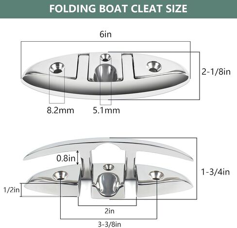 5in/6in Boat Cleats,316 Stainless Steel Folding Boat Dock Cleats,Flip Up Dock Cleat Rope Cleat for Boat,Yacht,Decks,Dock Line Mooring,Fasteners Included (2/4Pack) in Kuwait