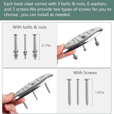 5in/6in Boat Cleats,316 Stainless Steel Folding Boat Dock Cleats,Flip Up Dock Cleat Rope Cleat for Boat,Yacht,Decks,Dock Line Mooring,Fasteners Included (2/4Pack) in Kuwait