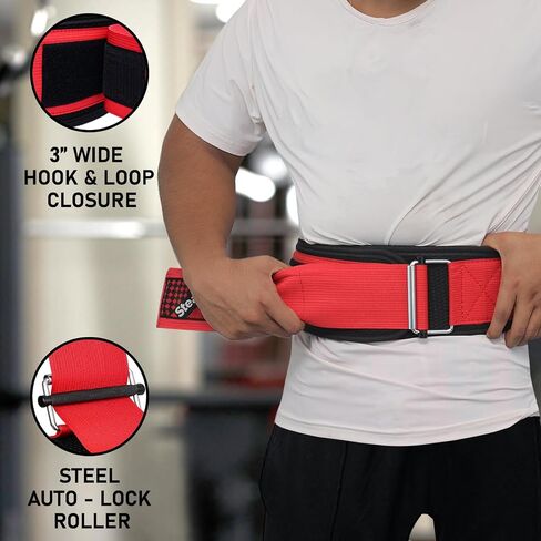 Weight Lifting Belt – 6.5" Back Support Padded Workout Belt Auto Lock Buckle – Neoprene Gym Belt Men Women – Fitness Bodybuilding Training Deadlift Squats Weightlifting Belt in Saudi Arabia