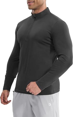 MIER Mens Quarter Zip Pullover Dry Fit Lightweight 1/4 Zip Long Sleeve Shirts for Athletic Running Golf Hiking, UPF 50+ in Kuwait