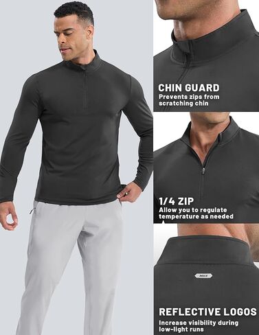 MIER Mens Quarter Zip Pullover Dry Fit Lightweight 1/4 Zip Long Sleeve Shirts for Athletic Running Golf Hiking, UPF 50+ in Kuwait