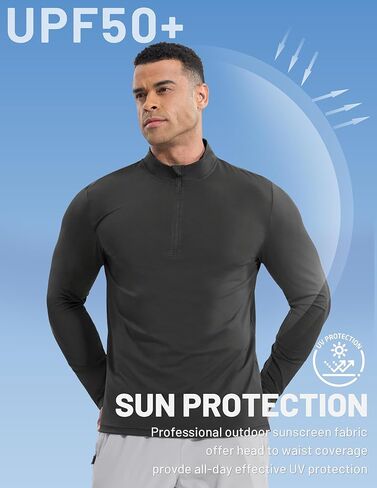 MIER Mens Quarter Zip Pullover Dry Fit Lightweight 1/4 Zip Long Sleeve Shirts for Athletic Running Golf Hiking, UPF 50+ in Kuwait