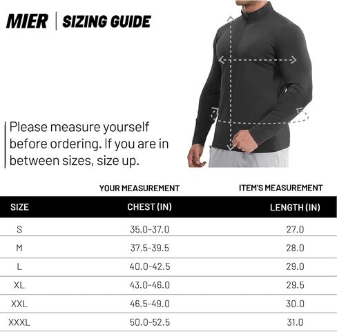 MIER Mens Quarter Zip Pullover Dry Fit Lightweight 1/4 Zip Long Sleeve Shirts for Athletic Running Golf Hiking, UPF 50+ in Kuwait