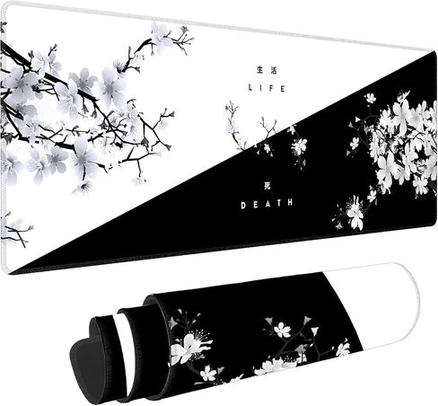 【Super Smooth Fabric】Minimalist Desk Mat Topographic Pattern Gaming Mouse Pad Large Desk Pad with Stitched Edges Gaming Mousepad Aesthetic Deskmat XL, Keyboard Pad for Women Desk 31.5"x11.8" White in Saudi Arabia