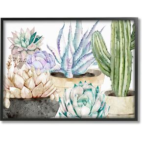 Stupell Industries Chic Indoor Succulents and Cacti Modern Pottery Framed Wall Art