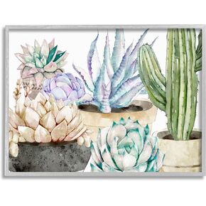 Stupell Industries Chic Indoor Succulents and Cacti Modern Pottery Framed Wall Art