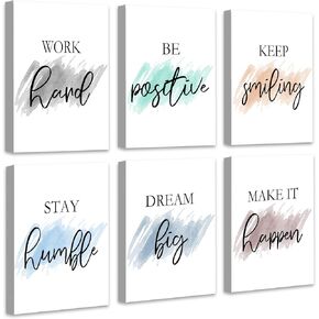 𝗗𝗿𝘀𝗼𝘂𝗺 Motivational Wall Decor Inspirational Office Wall Art Quotes Wall Art for Living Room Encouraging Canvas Posters for Office Bedroom Sayings for Wall Decor - 8" x10" x6 PCS (𝗙𝗿𝗮𝗺𝗲𝗱)