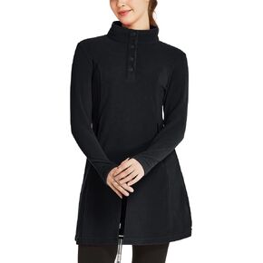 FitsT4 فستان نسائي رياضي من الصوف تونيك طويل بلوزات فستان بلوفر بأزرار مع جيوب بسحاب ملابس شتوية in Kuwait