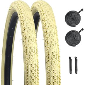 26x2.125 Inch Bicycle Tires，Folding Replacement Tires for Beach Cruiser Bike 2 Pack Bike Tires & Tubes (26x2.125/yellow)